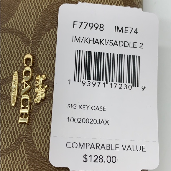 COACH Five Ring Key Case In Signature Canvas - Picture 14 of 16